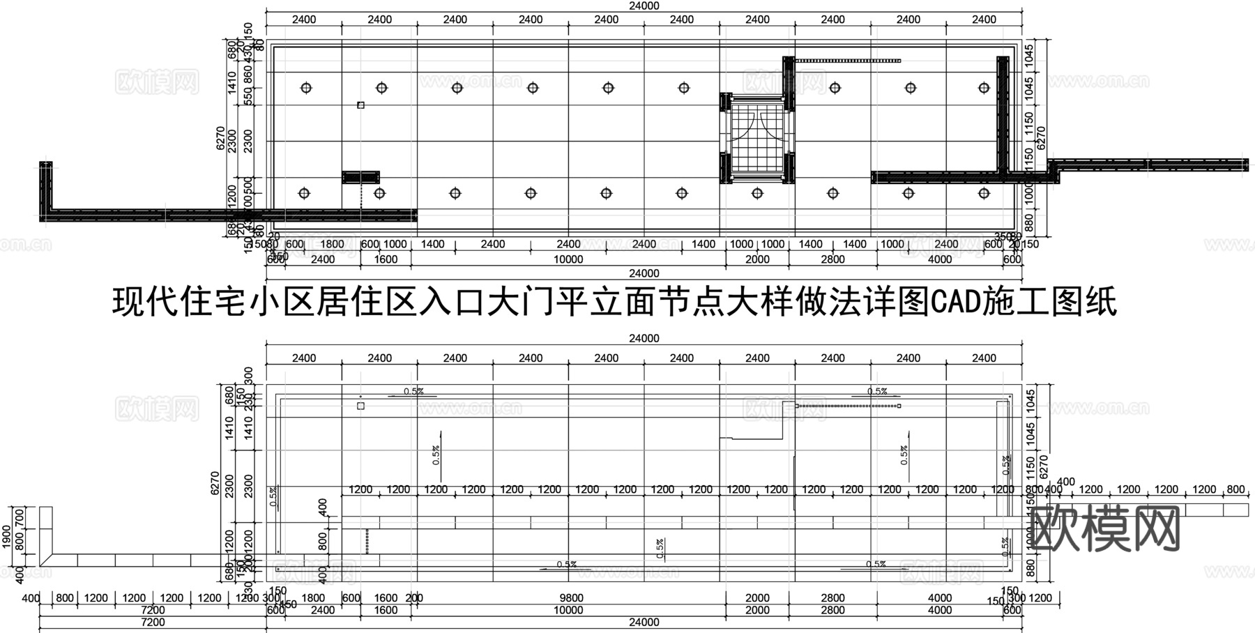 现代住宅大门CAD施工图纸cad施工图