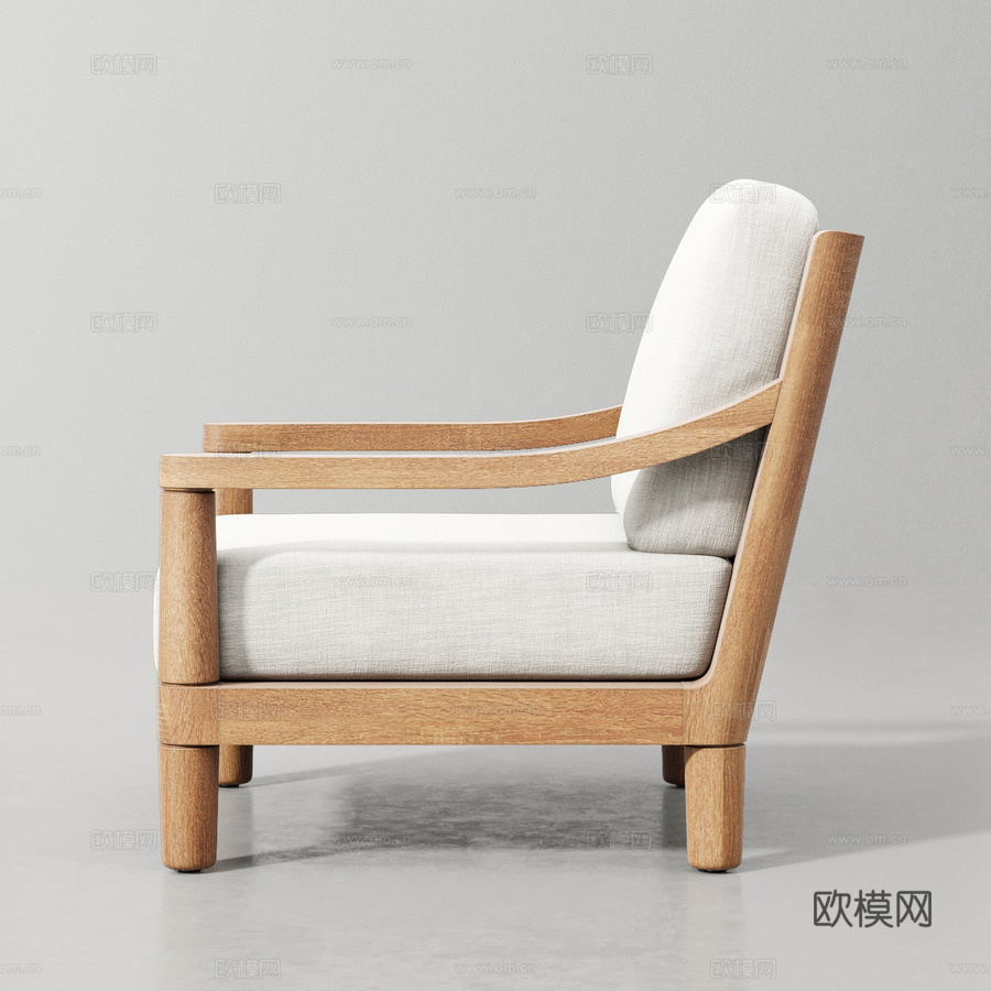米拉马尔柚木休闲椅3d模型下载（渲染图3）