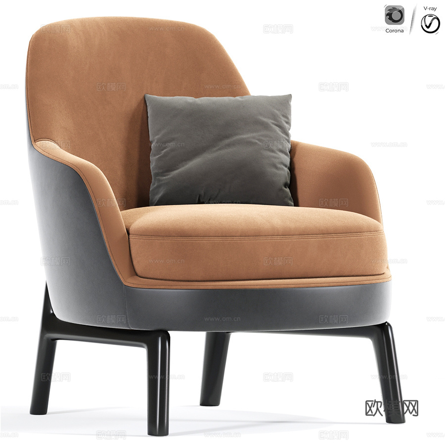 Modrest Metzler 装饰休闲扶手椅3d模型下载（渲染图1）