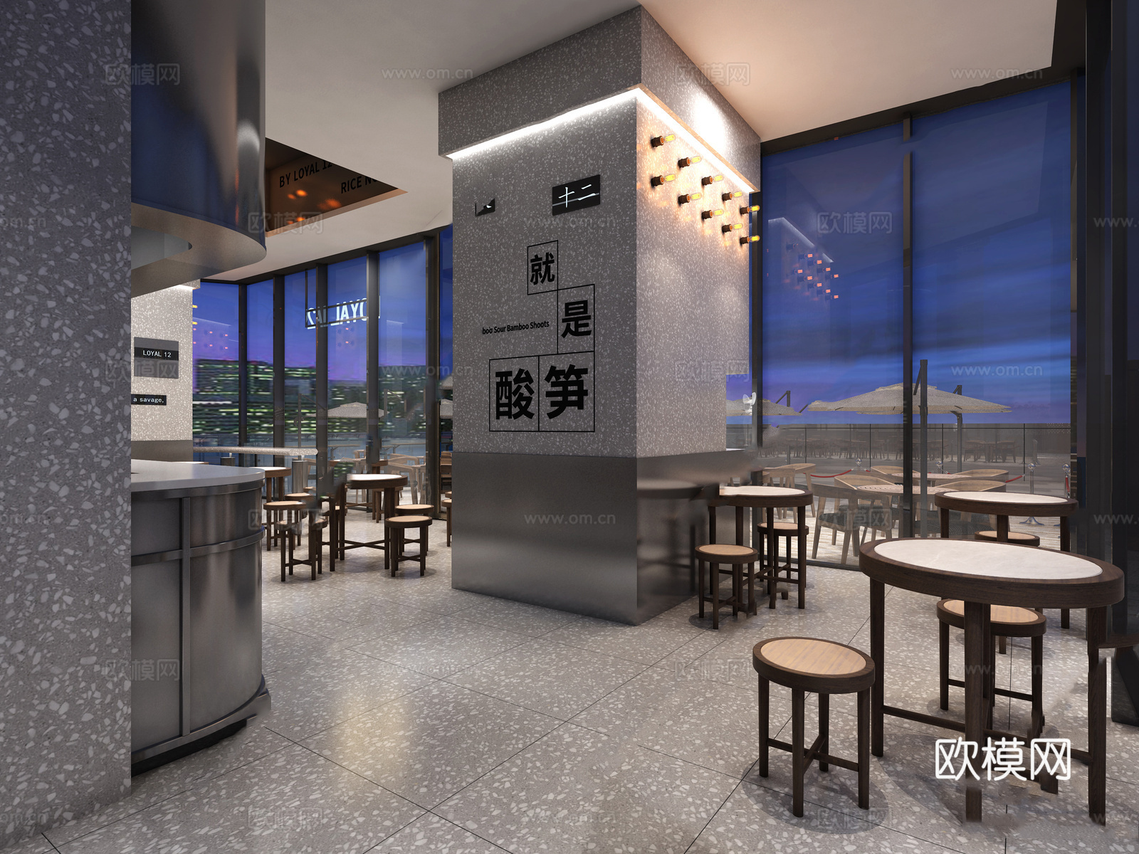 螺蛳粉快餐厅 最新全套施工图 效果图合集cad施工图