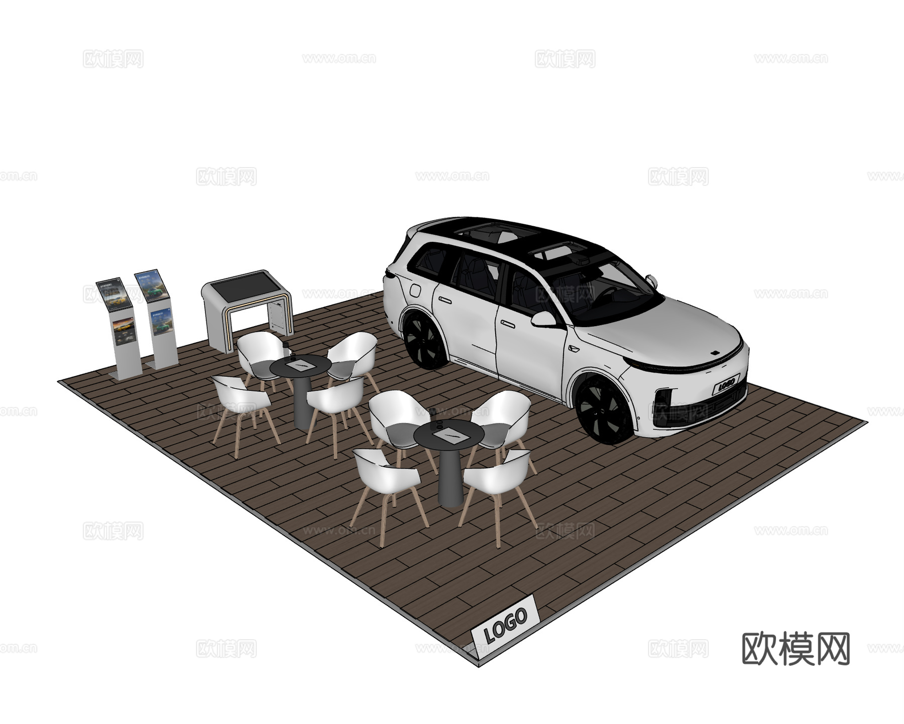 汽车展厅 商场汽车展示 理想汽车 休闲桌椅 理想L9su模型