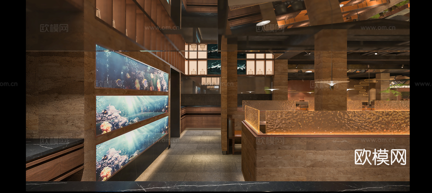 特色餐厅 最新全套施工图 效果图合集cad施工图