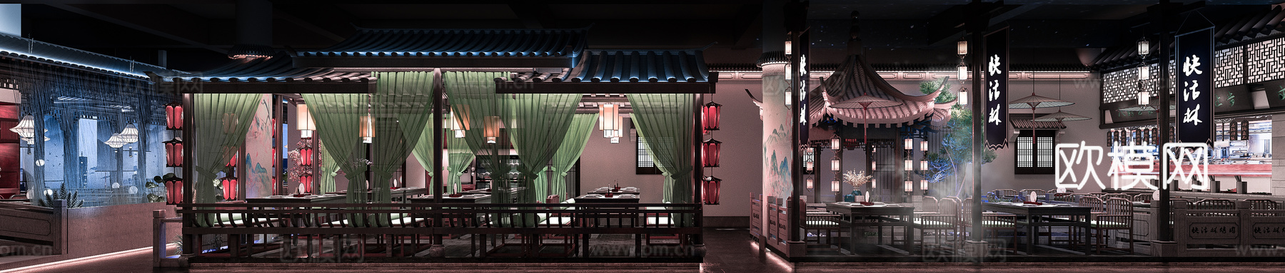 高档中餐厅 最新全套施工图 效果图合集cad施工图