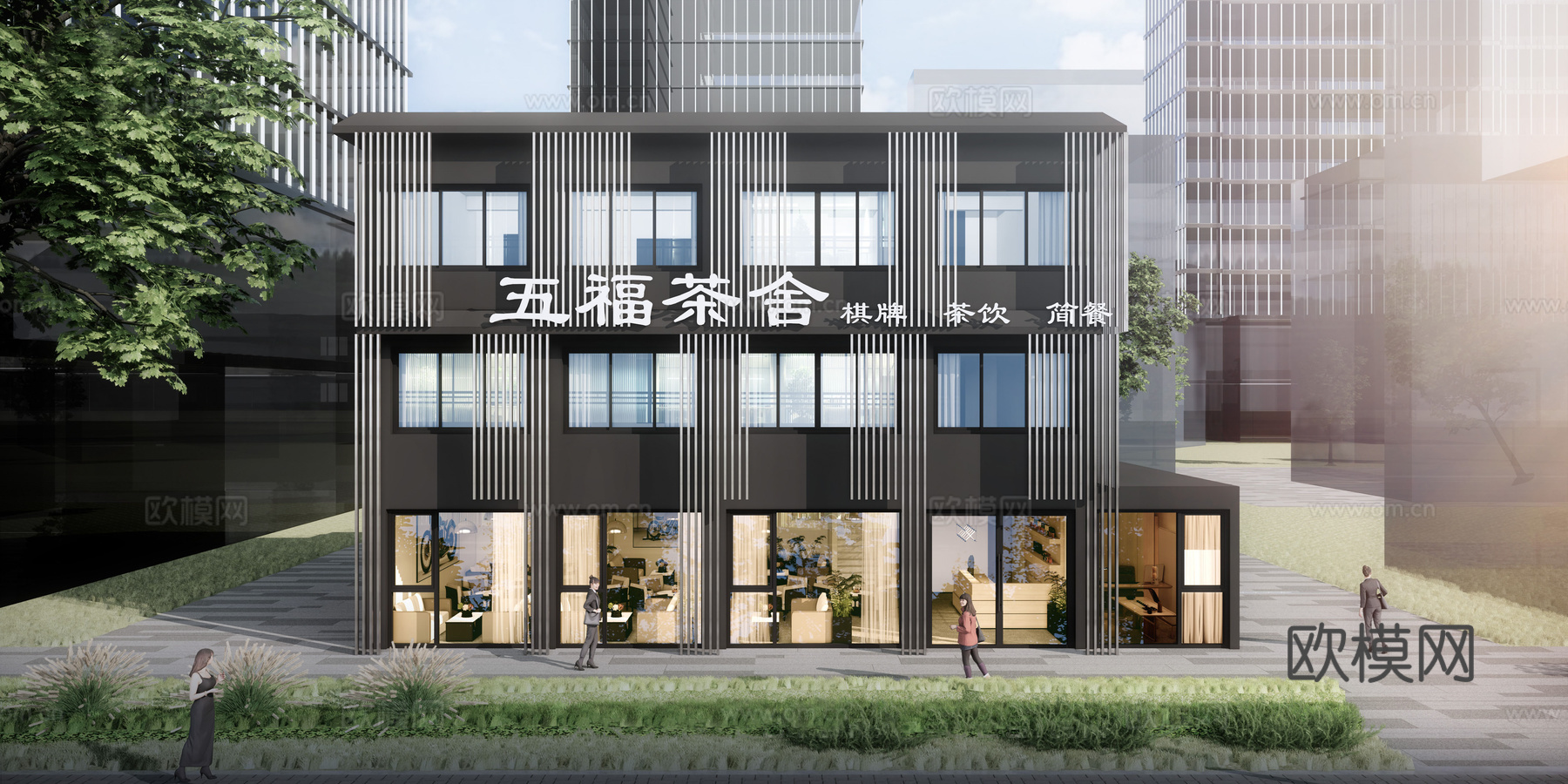 茶馆会所 最新全套施工图 效果图合集cad施工图