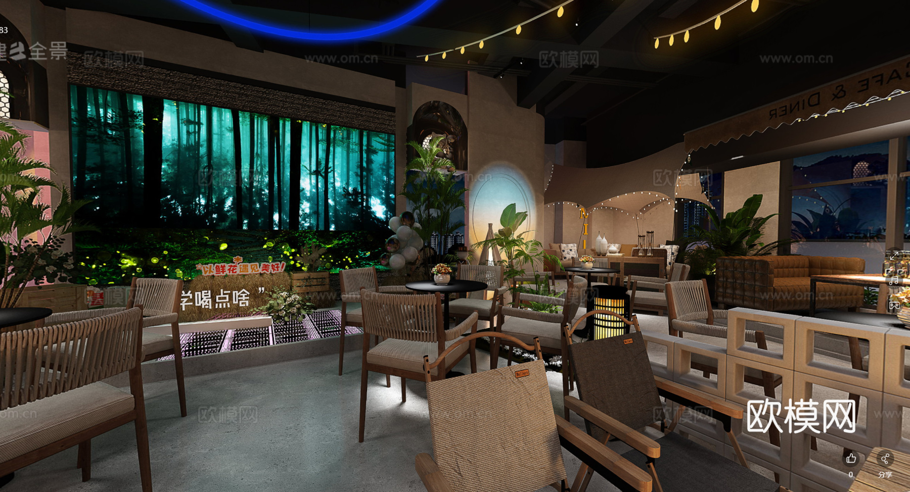 露营风清吧 最新全套施工图 效果图合集cad施工图