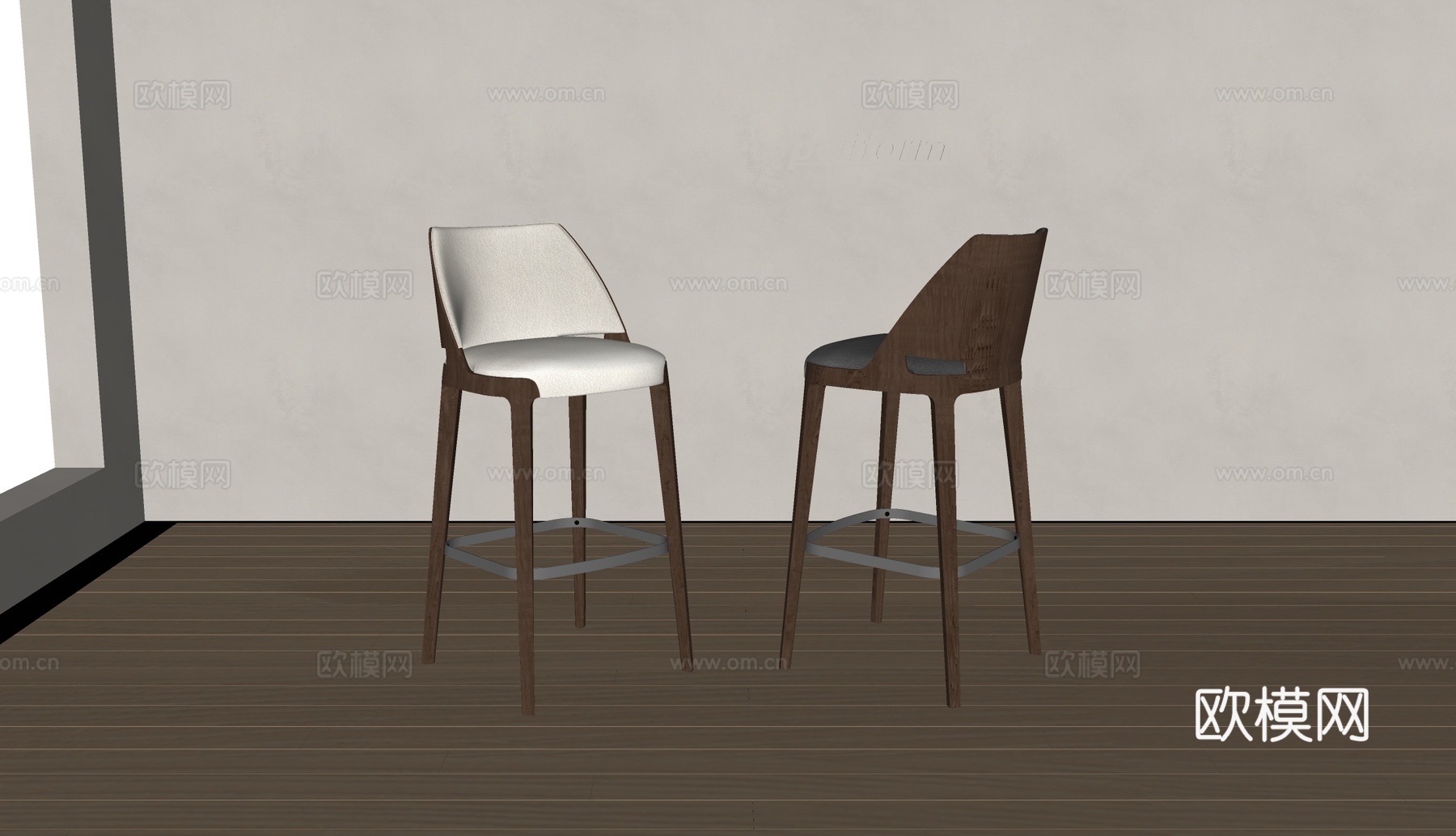 poliform现代吧椅 实木吧椅 布艺吧椅su模型