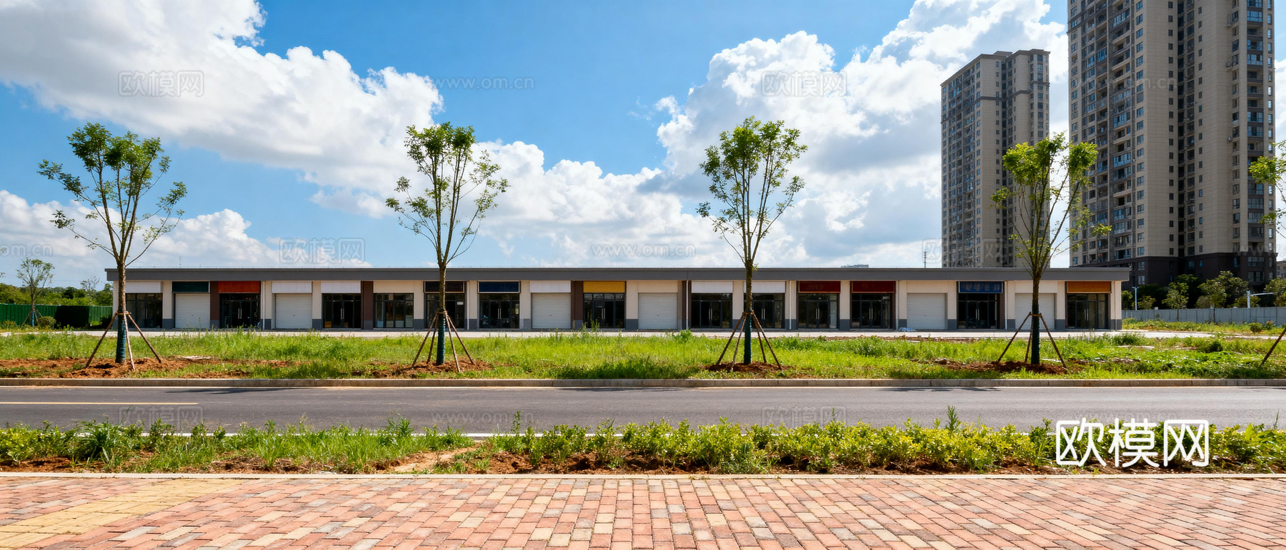 现代街道风景 ，城市风景 ，街景，晴天