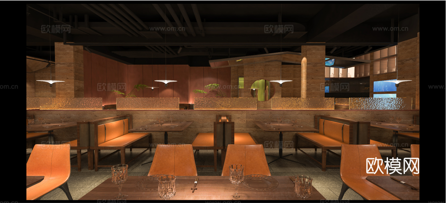 特色餐厅 最新全套施工图 效果图合集cad施工图