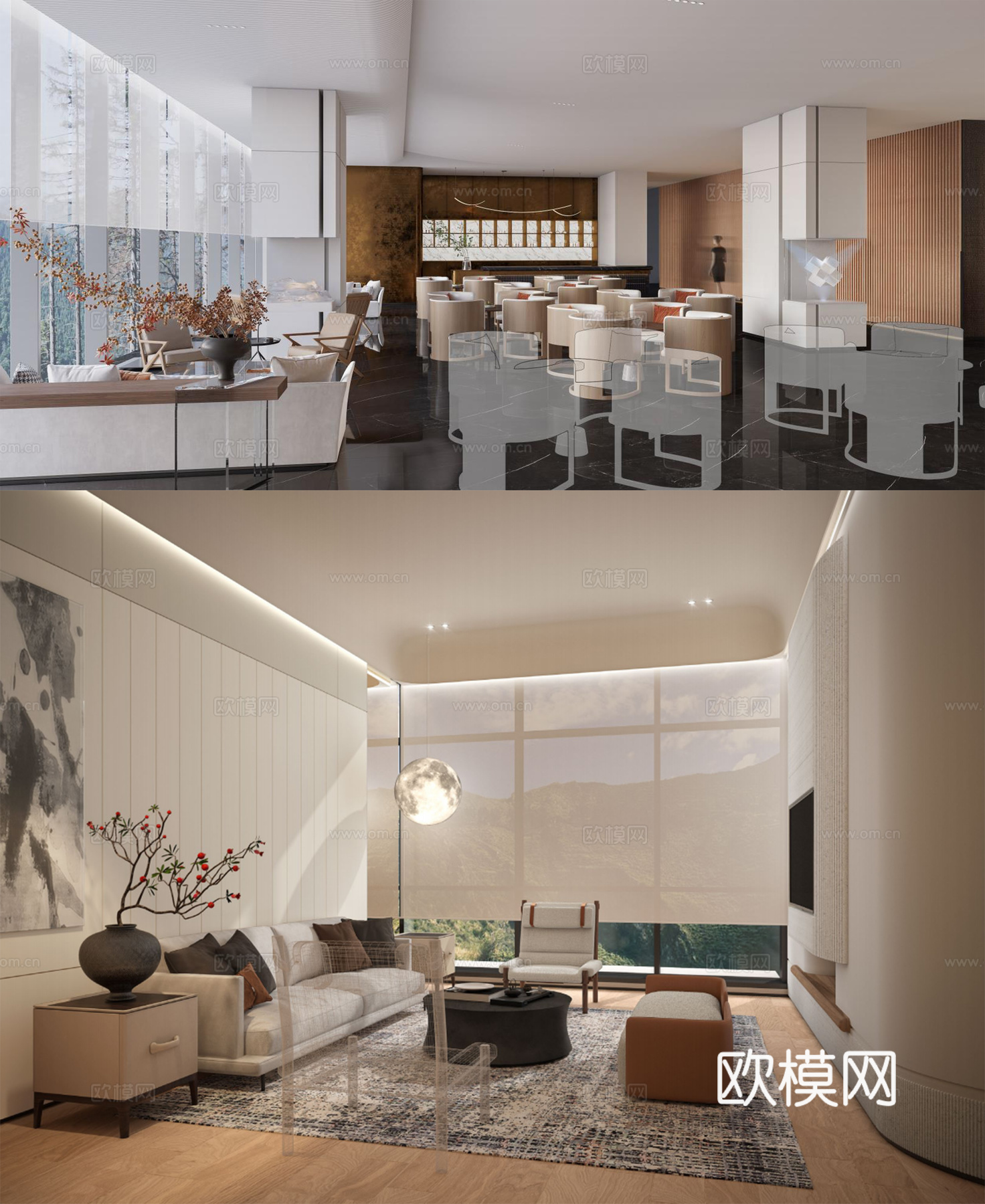 轻奢售楼部 最新全套施工图 效果图合集cad施工图