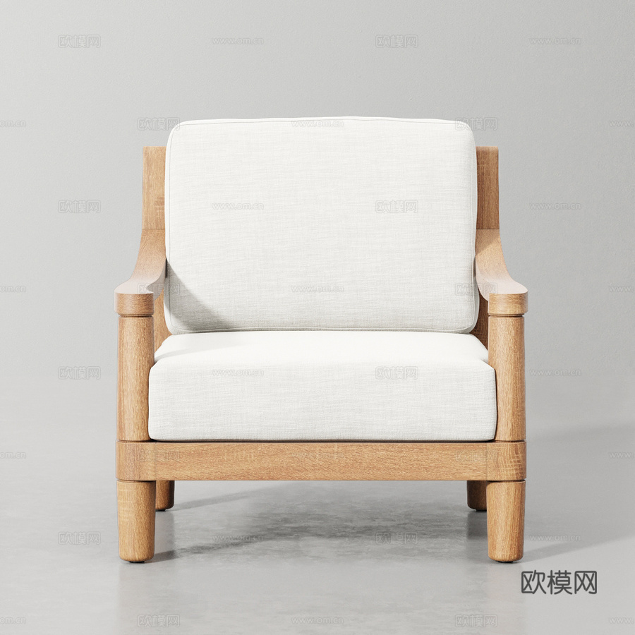 米拉马尔柚木休闲椅3d模型下载（渲染图4）