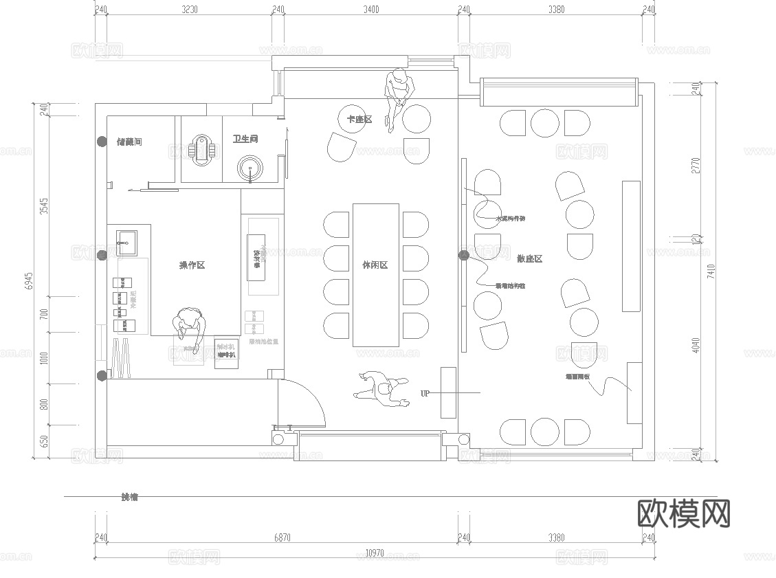 特色咖啡店 最新全套施工图 效果图合集cad施工图