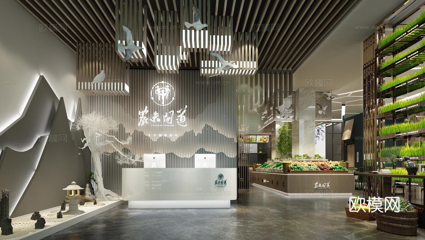 生态餐厅 最新全套施工图 效果图合集cad施工图