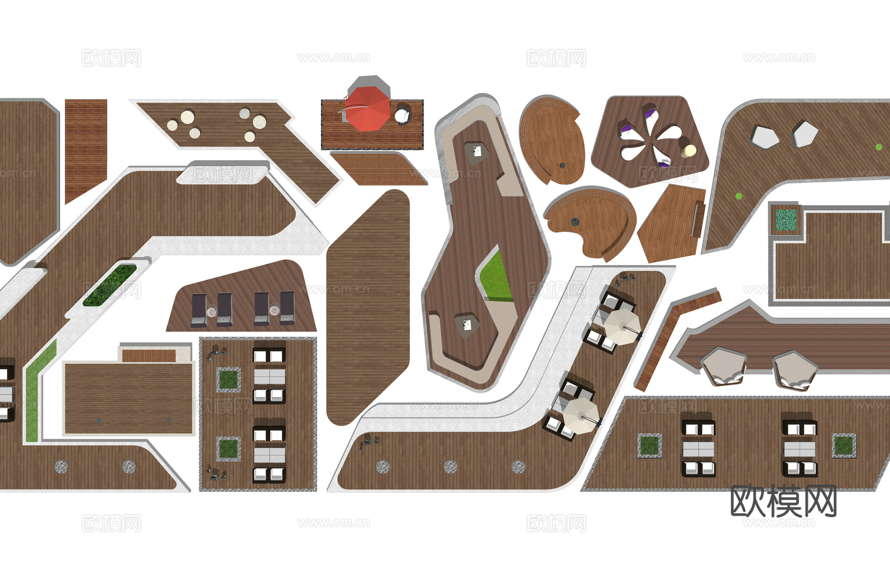 滨水景观 结构桥 亲水平台 桥梁 高架桥 景观桥su模型