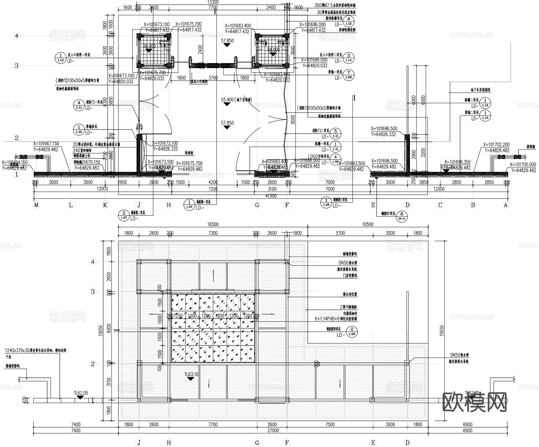 现代住宅大门CAD施工图纸cad施工图