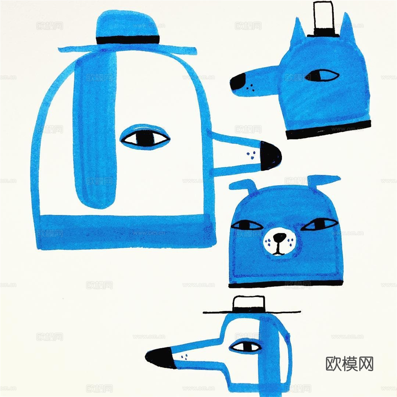 可爱动物手绘创意童趣插画猫咪动物插画治愈系插画可爱儿童插画下载