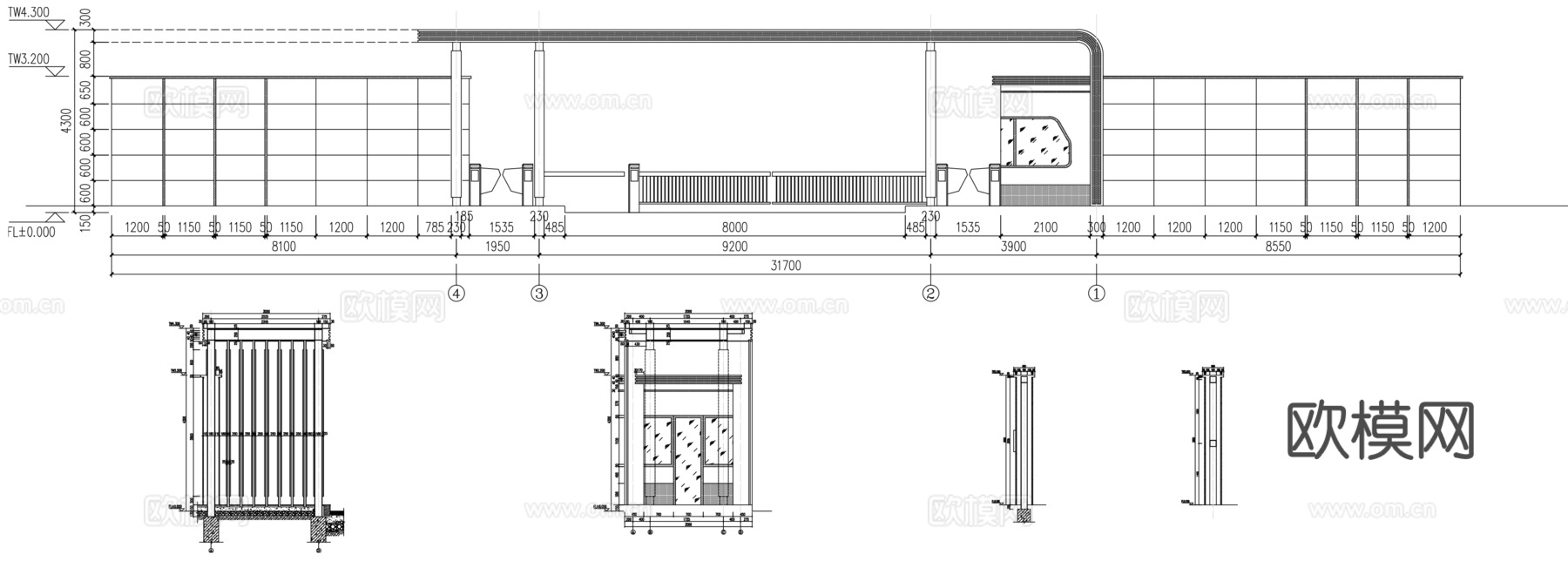 现代住宅大门CAD施工图纸cad施工图