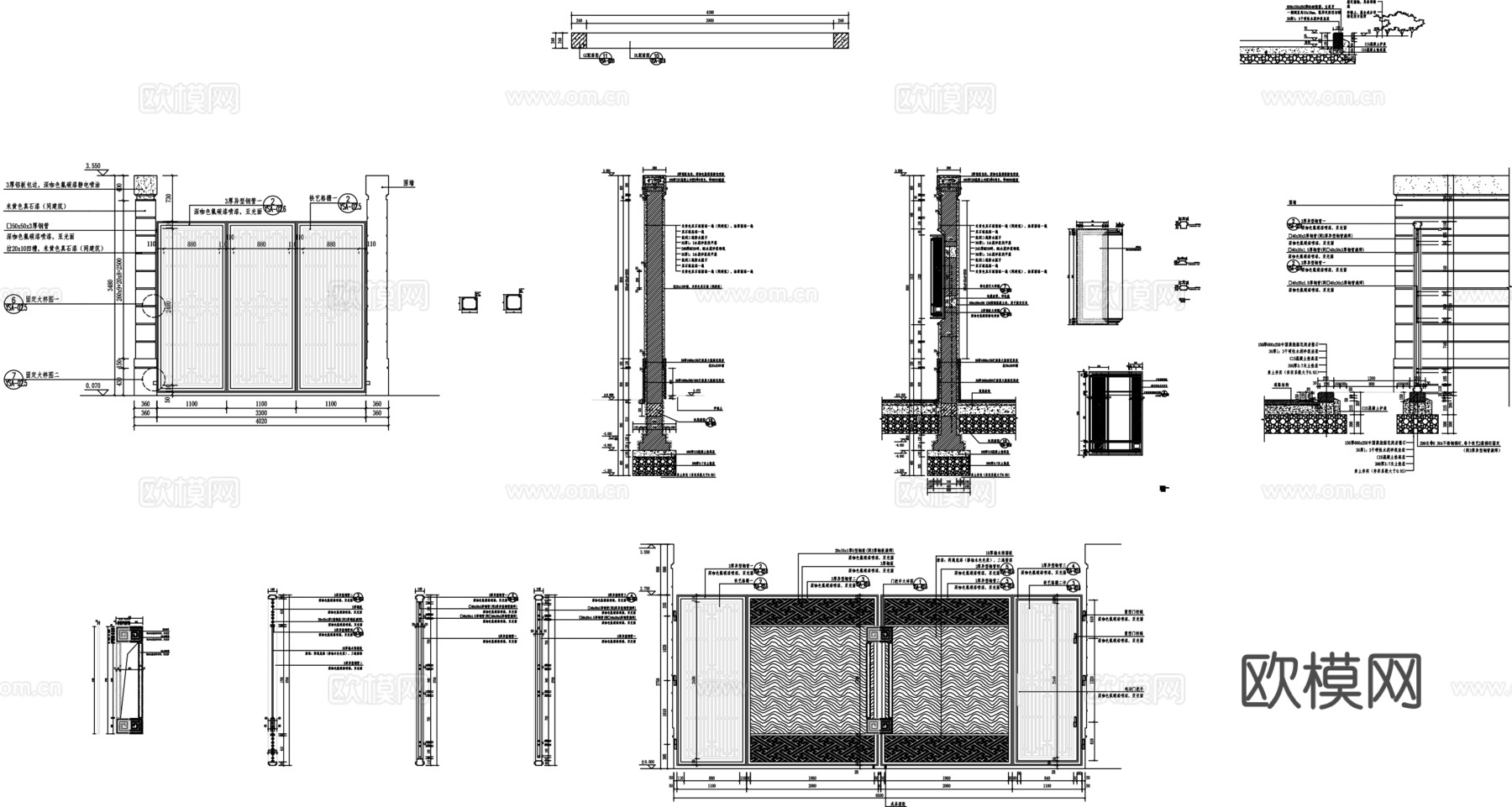 现代住宅大门CAD施工图纸cad施工图