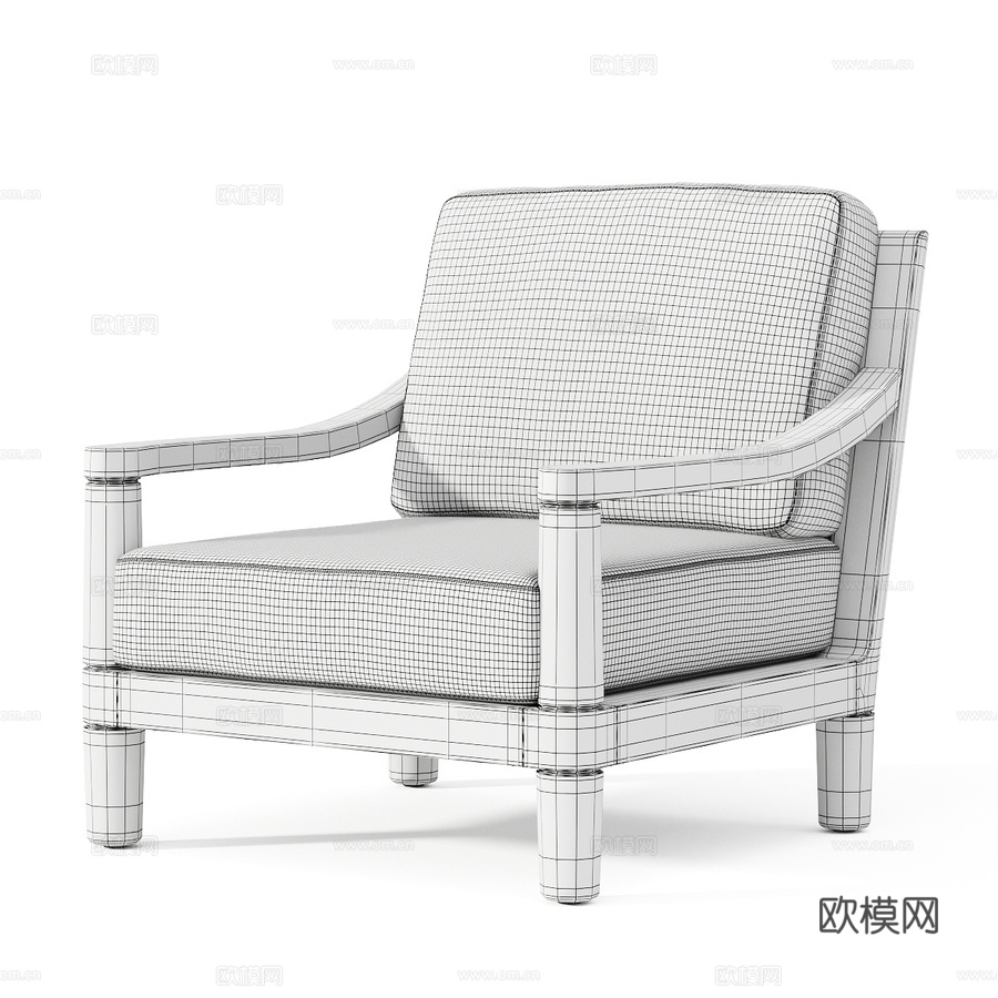 米拉马尔柚木休闲椅3d模型下载（渲染图6）