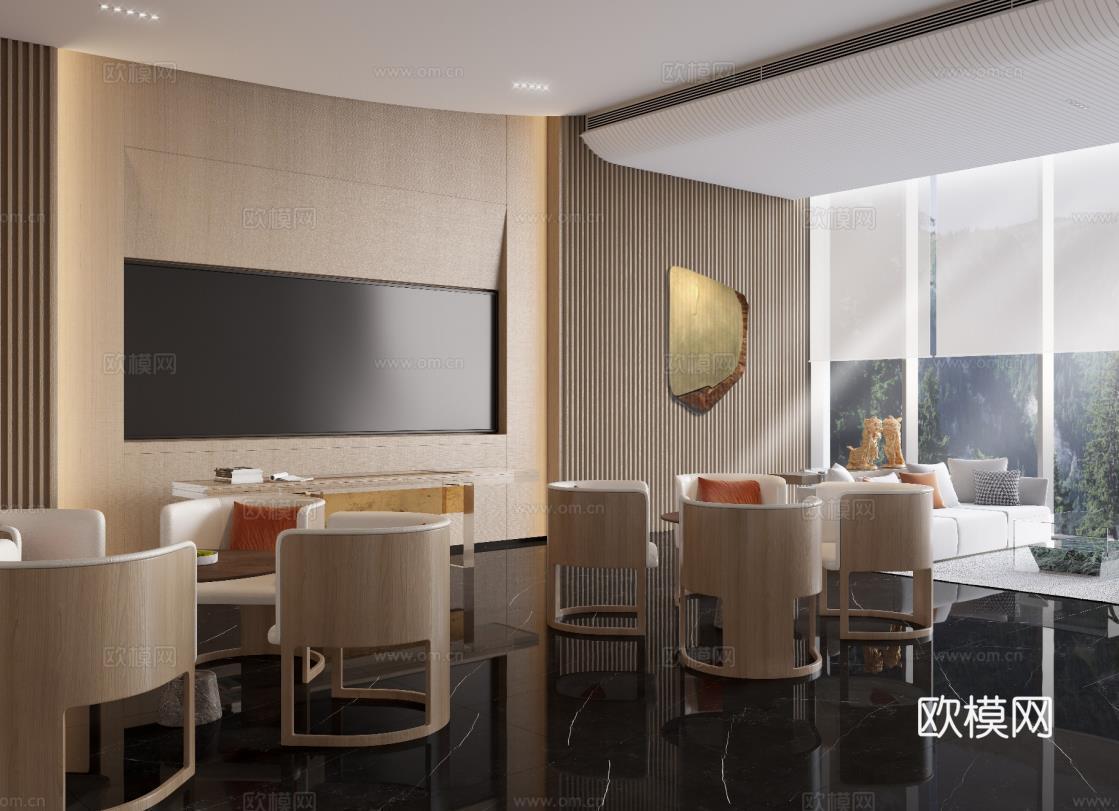 轻奢售楼部 最新全套施工图 效果图合集cad施工图