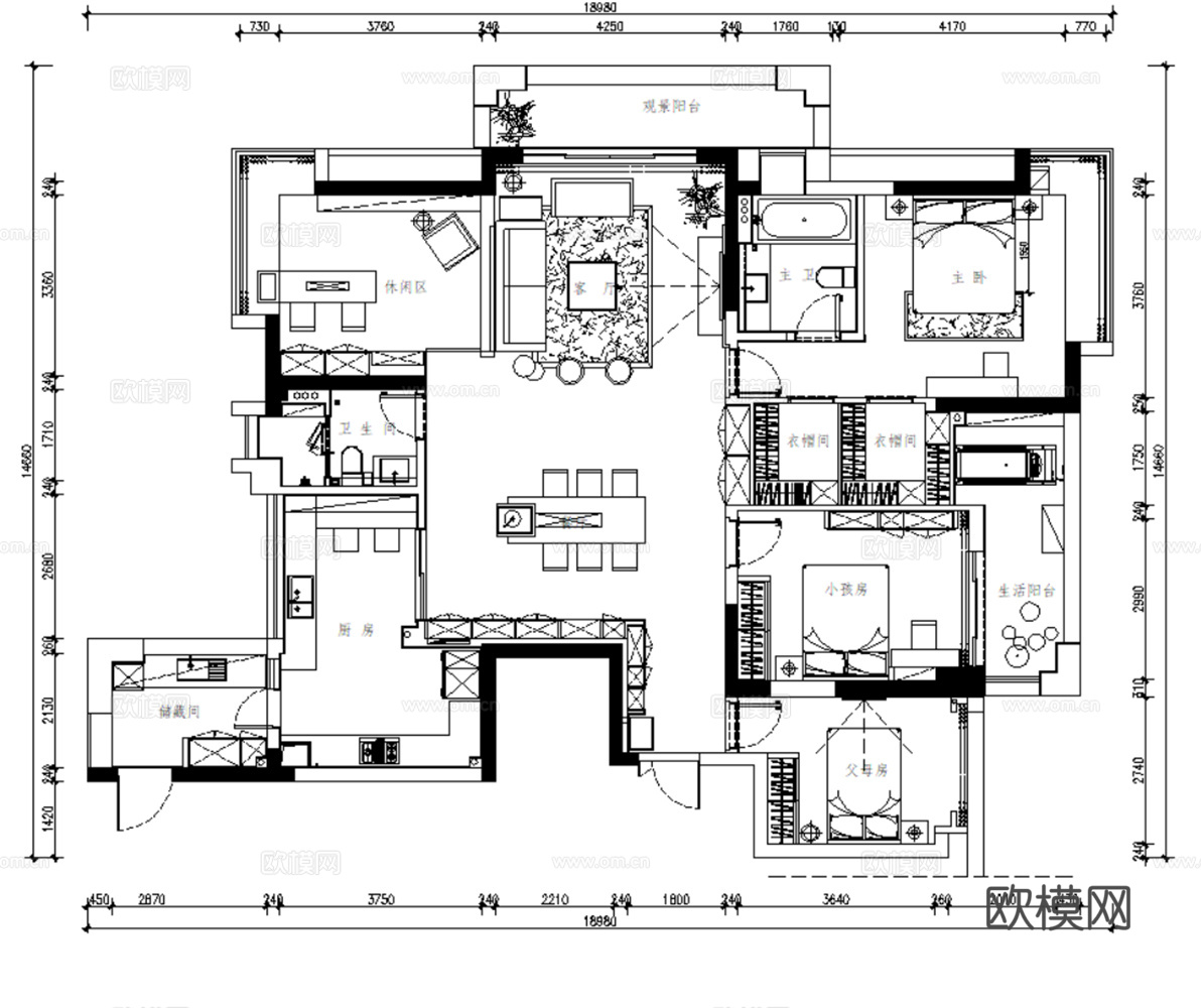8套无主灯设计样板间大平层别墅CAD施工图效果图实景图cad施工图cad施工图
