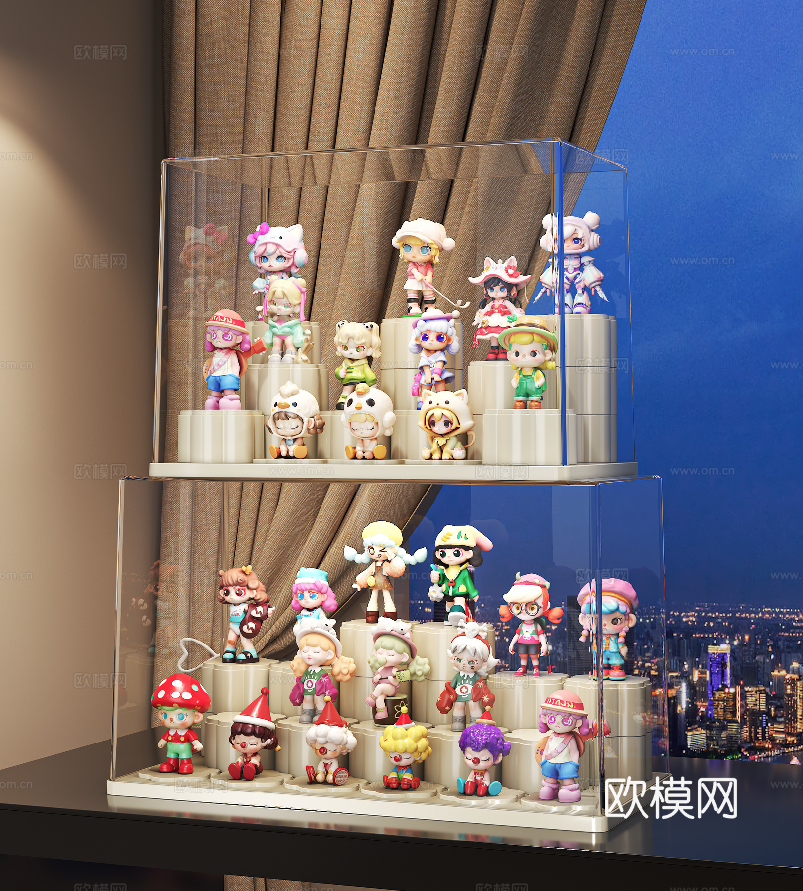 现代潮玩摆件盒 玩具收纳箱 玩具收纳盒3d模型下载