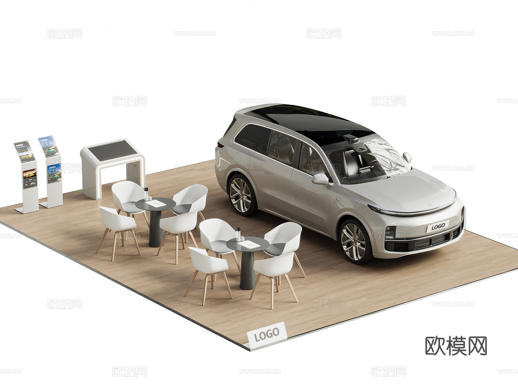 汽车展厅 商场汽车展示 理想汽车 休闲桌椅 理想L9su模型