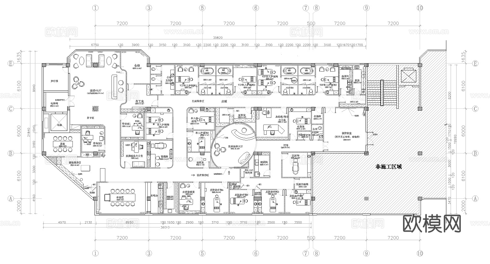 医疗美容会所 最新全套施工图 效果图合集cad施工图
