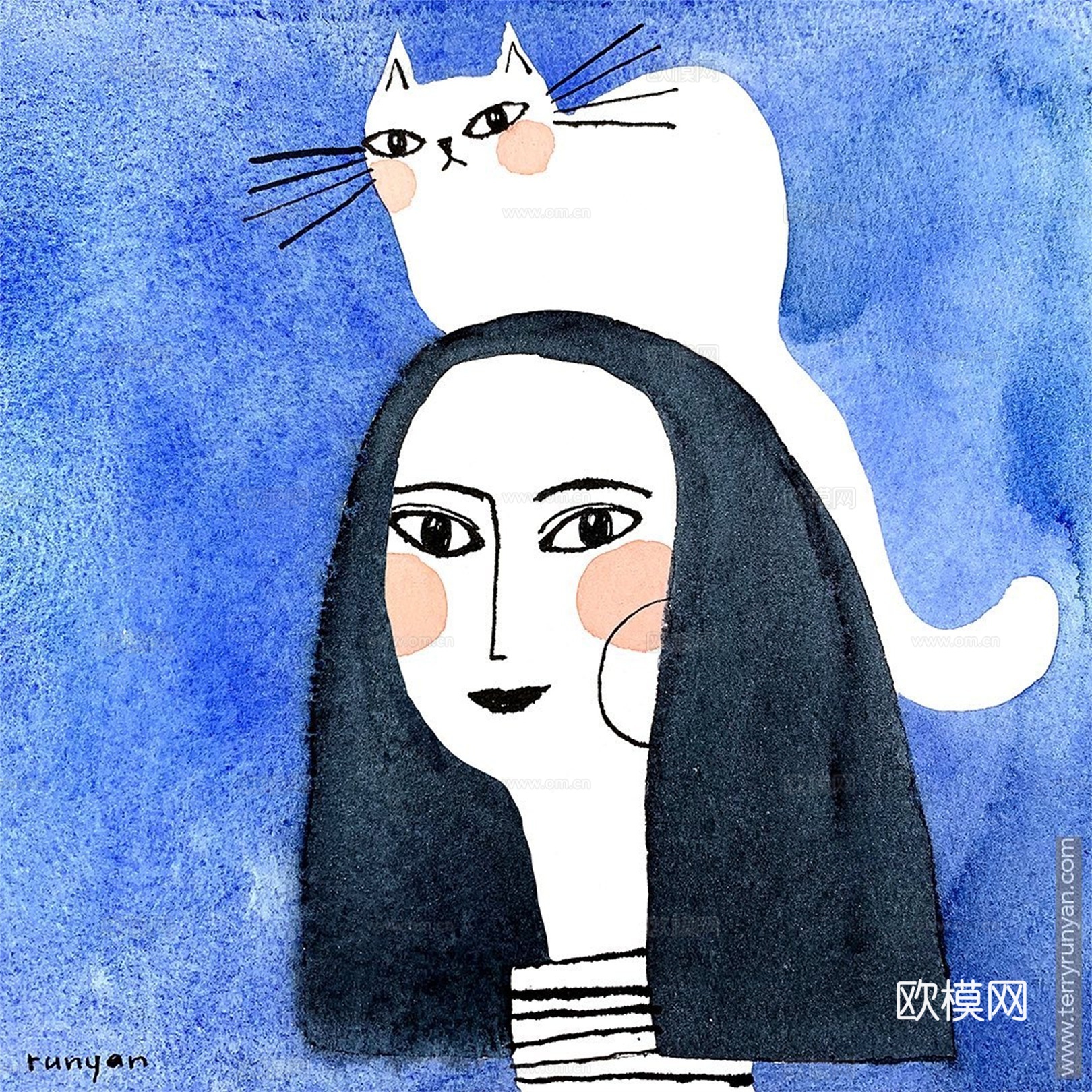 可爱动物手绘创意童趣插画猫咪动物插画治愈系插画可爱儿童插画下载