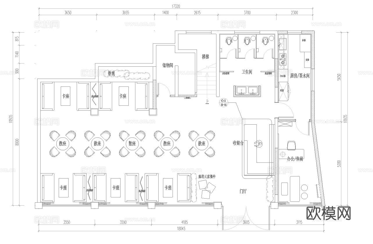 茶馆会所 最新全套施工图 效果图合集cad施工图
