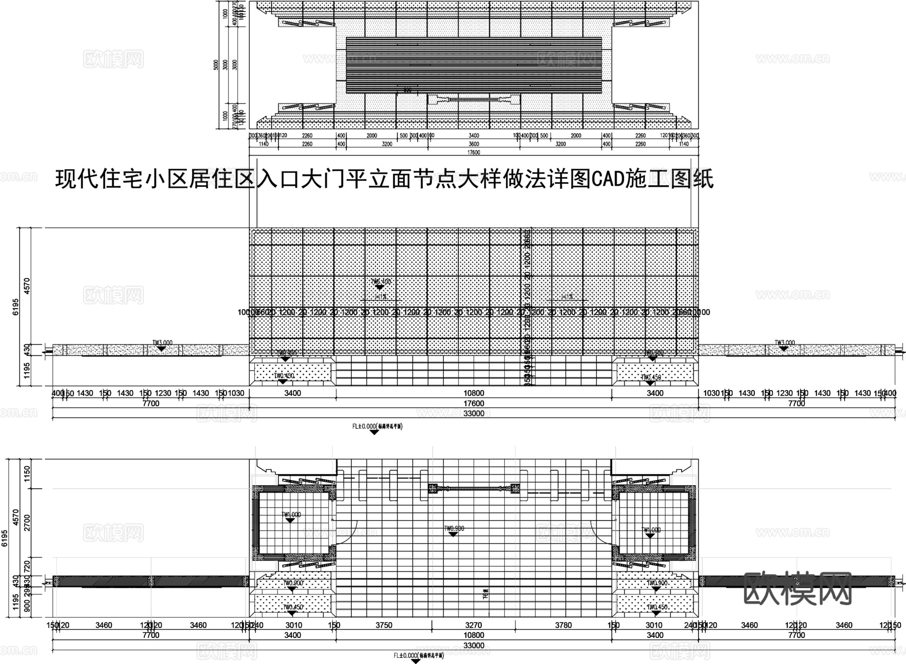 现代住宅大门CAD施工图纸cad施工图