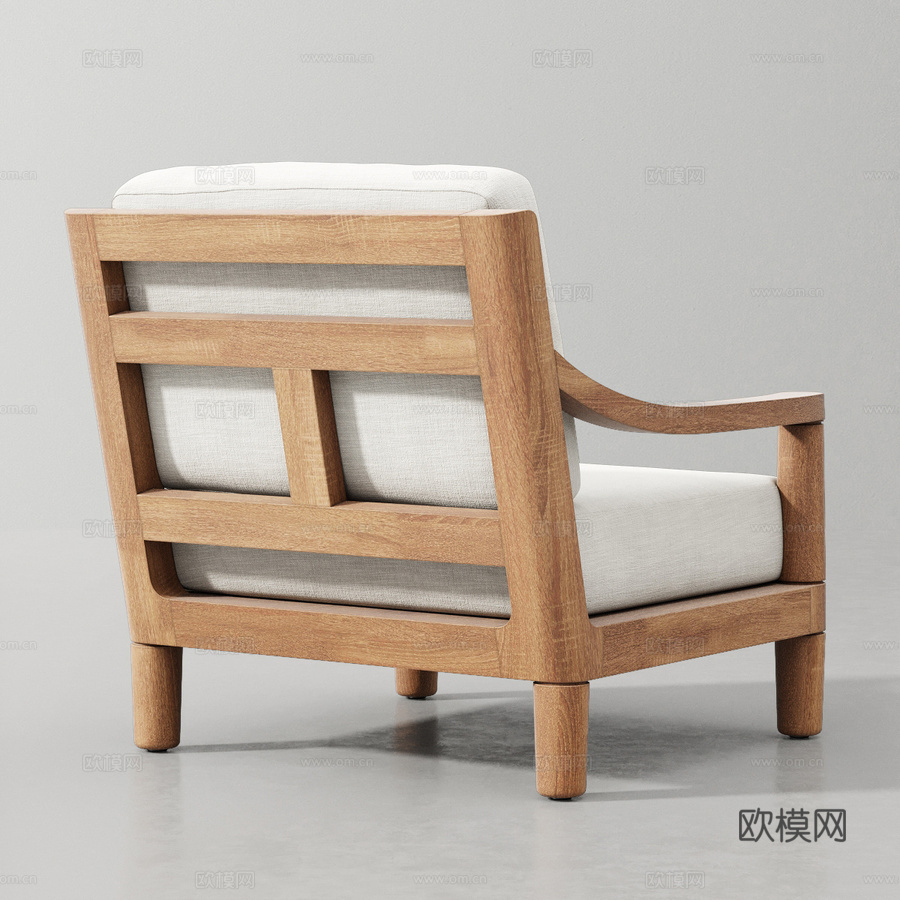 米拉马尔柚木休闲椅3d模型下载（渲染图2）