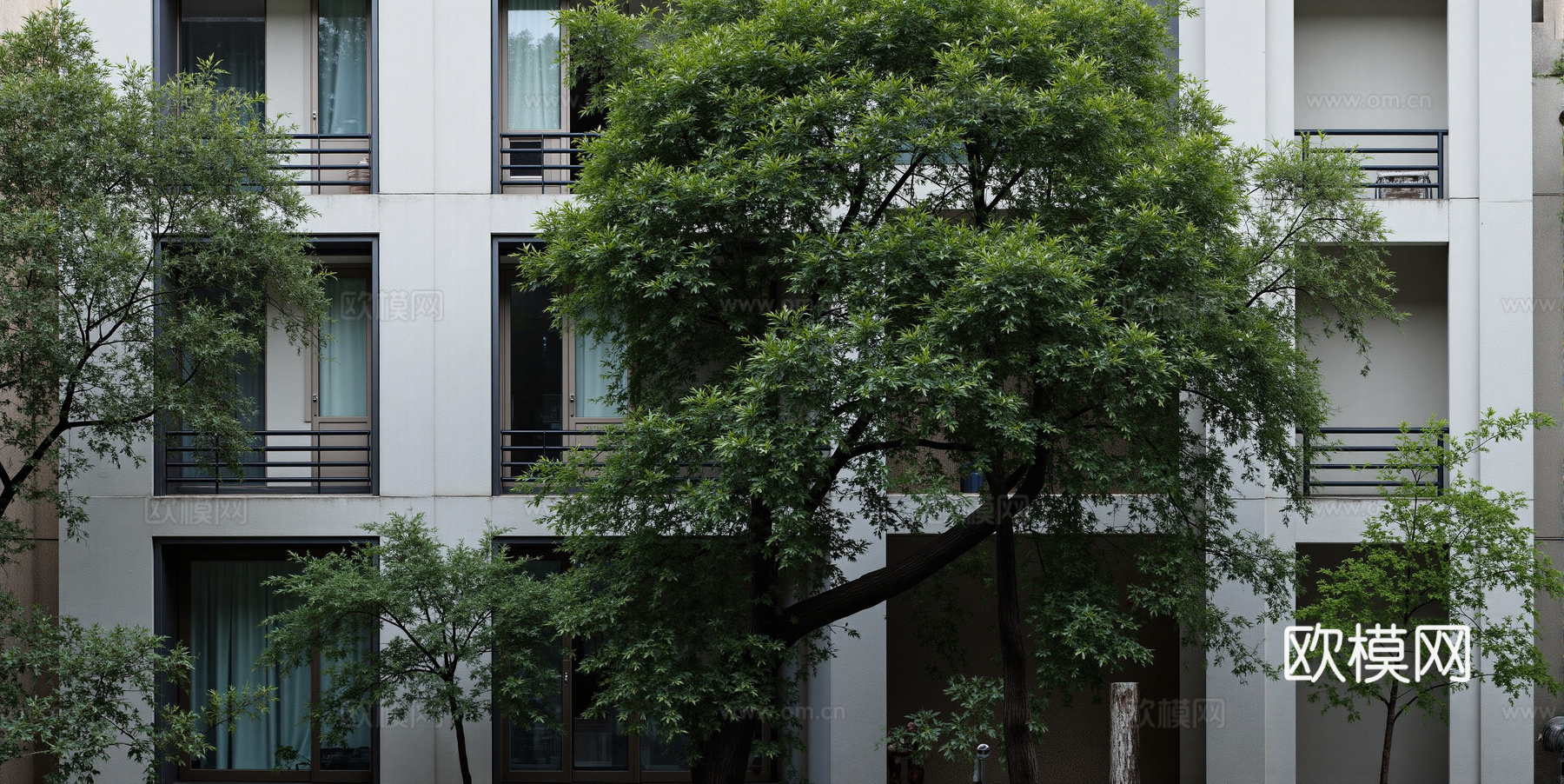 现代小区窗景，小区风景  简约窗景，高层居民楼窗景