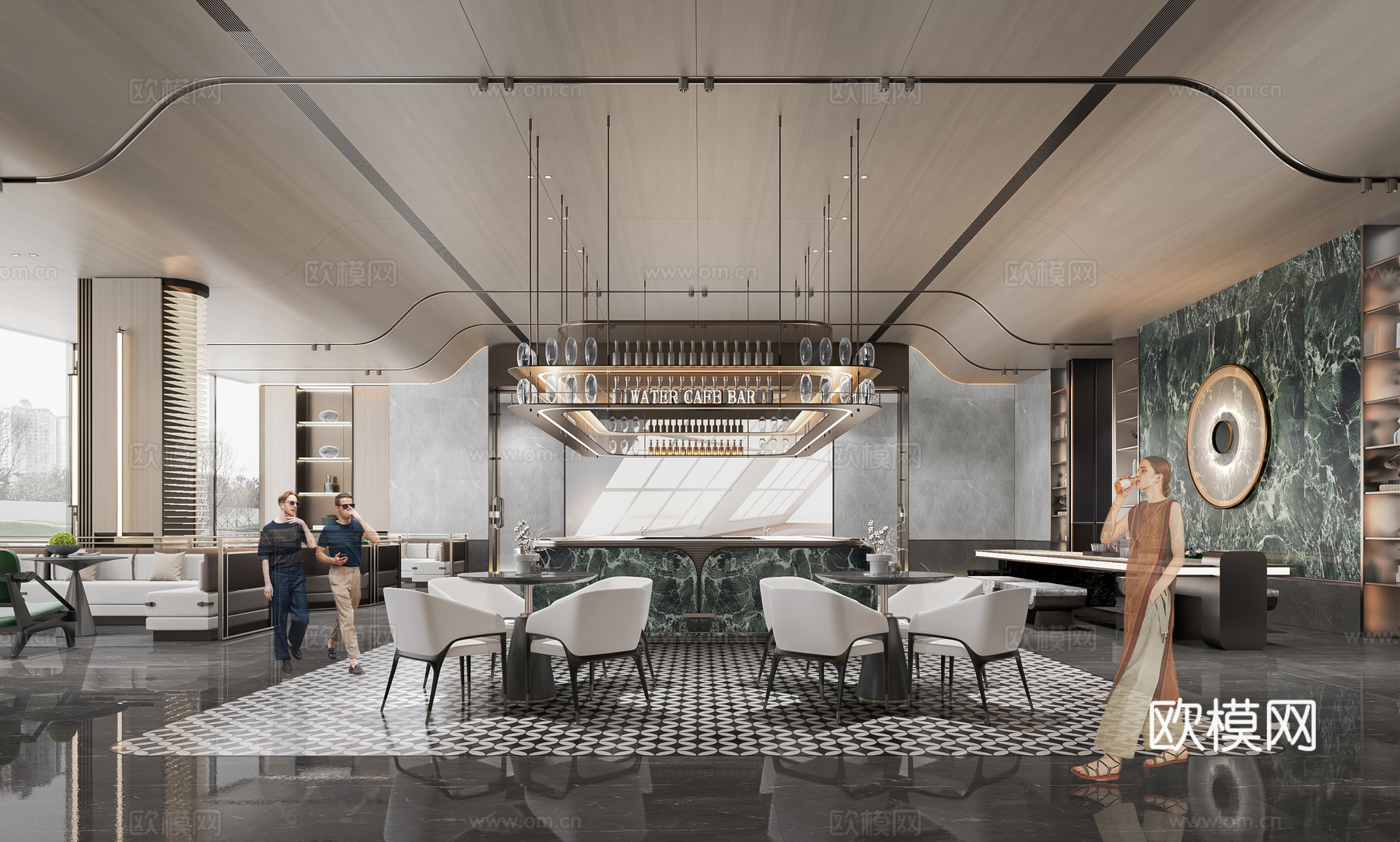 轻奢售楼部 最新全套施工图 效果图合集cad施工图