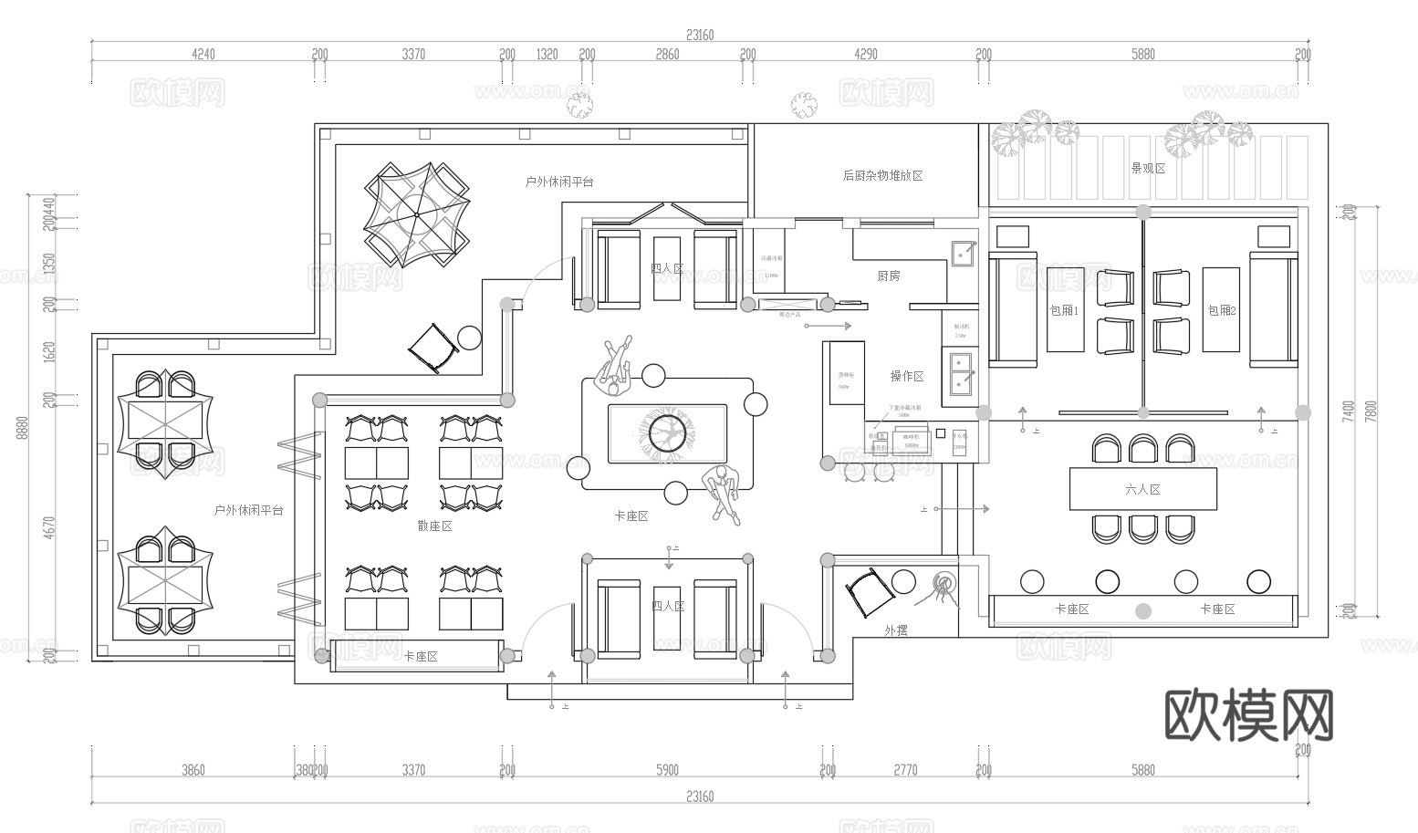 新中式咖啡店 最新全套施工图 效果图合集cad施工图