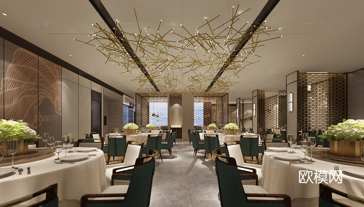 特色餐厅 最新全套施工图 效果图合集cad施工图