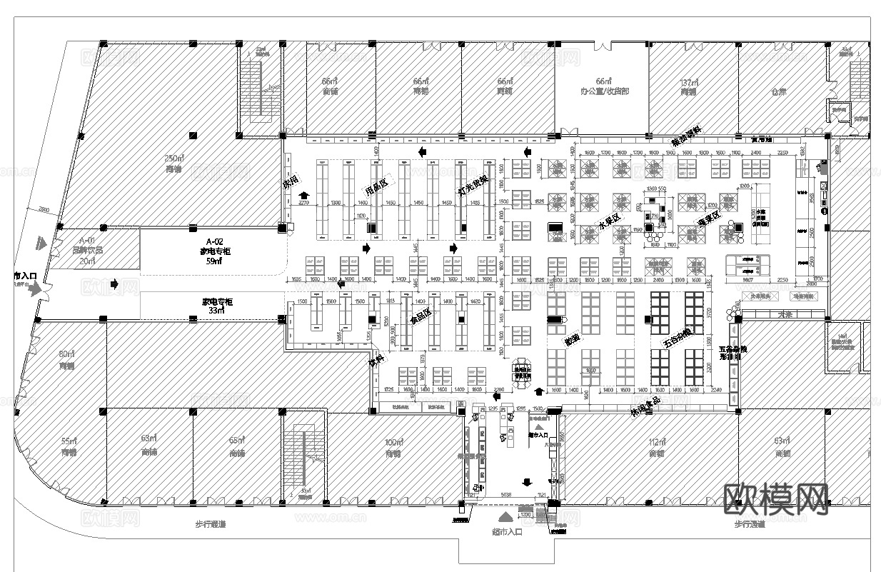 精品百货超市 最新全套施工图 效果图合集cad施工图