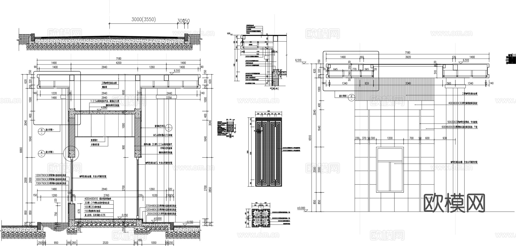 现代住宅大门CAD施工图纸cad施工图