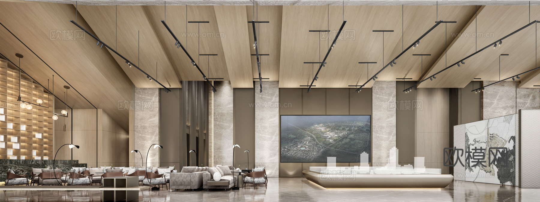 新中式售楼部 最新全套施工图 效果图合集cad施工图