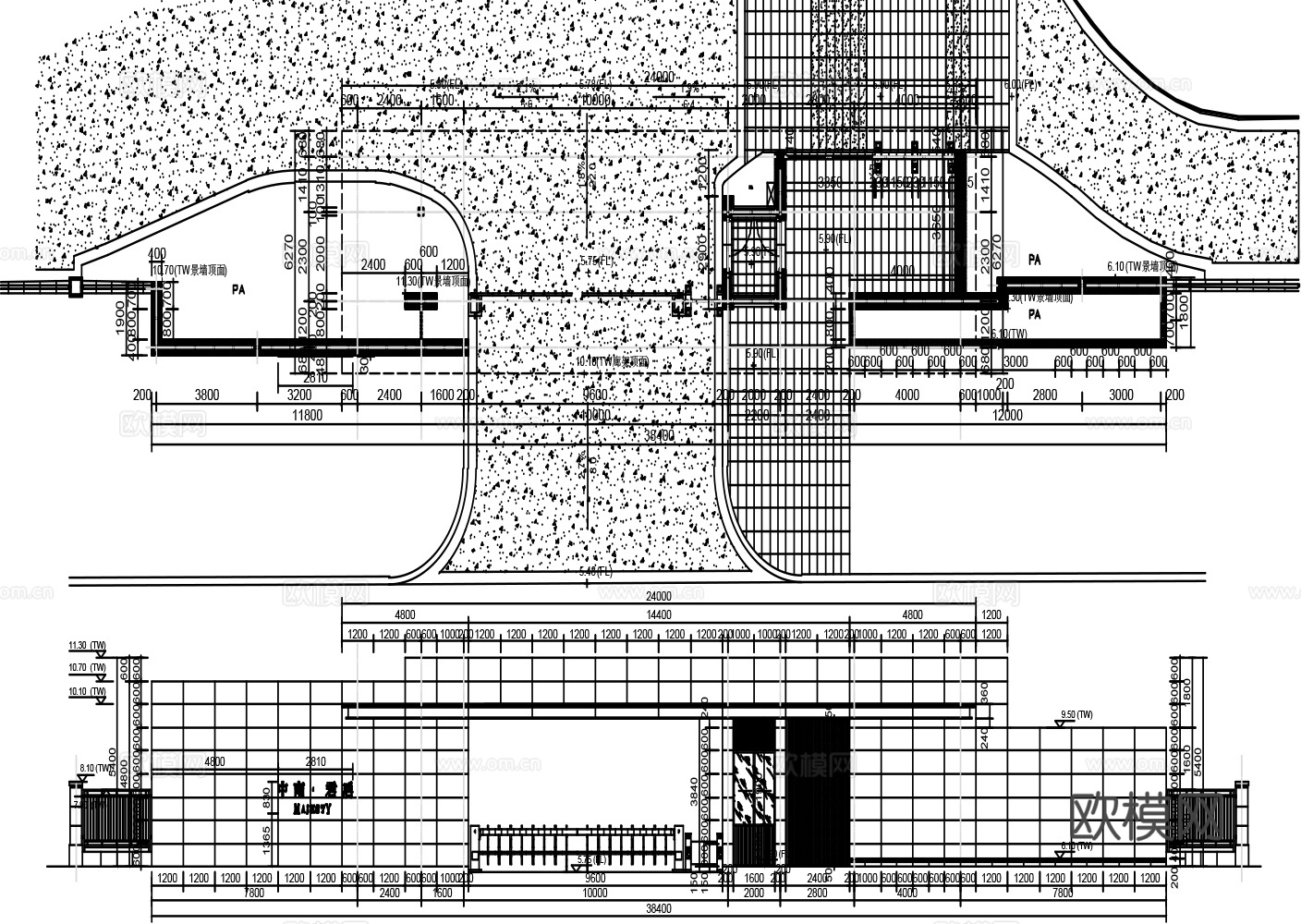 现代住宅大门CAD施工图纸cad施工图
