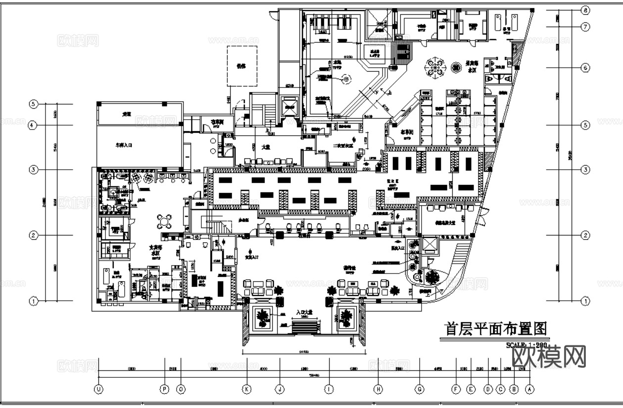 5套洗浴中心CAD施工图平面图立面图cad施工图