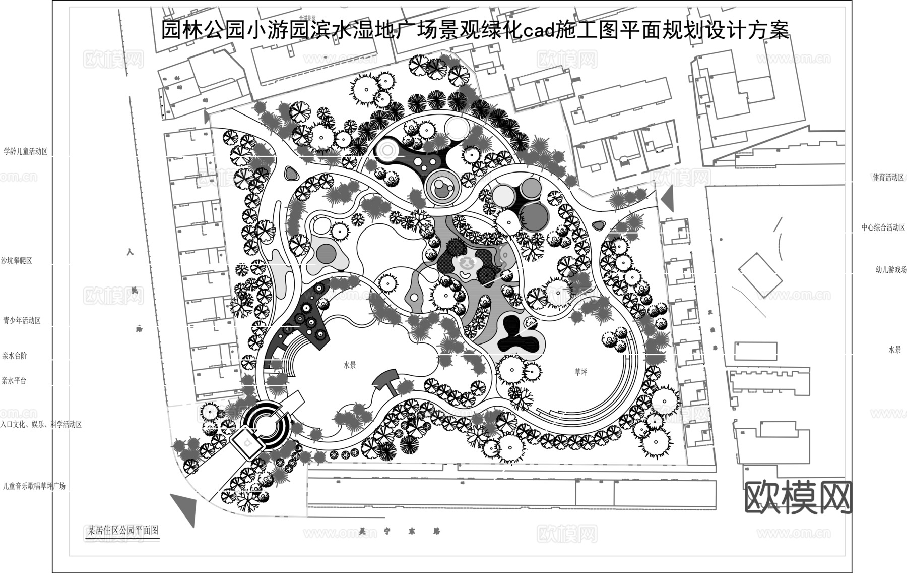 公园景观绿化平面图cadcad施工图