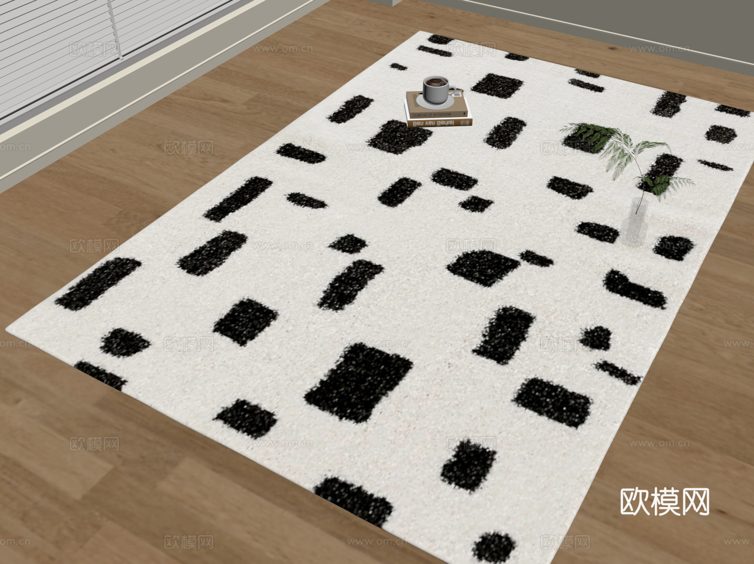 现代奶油地毯su模型