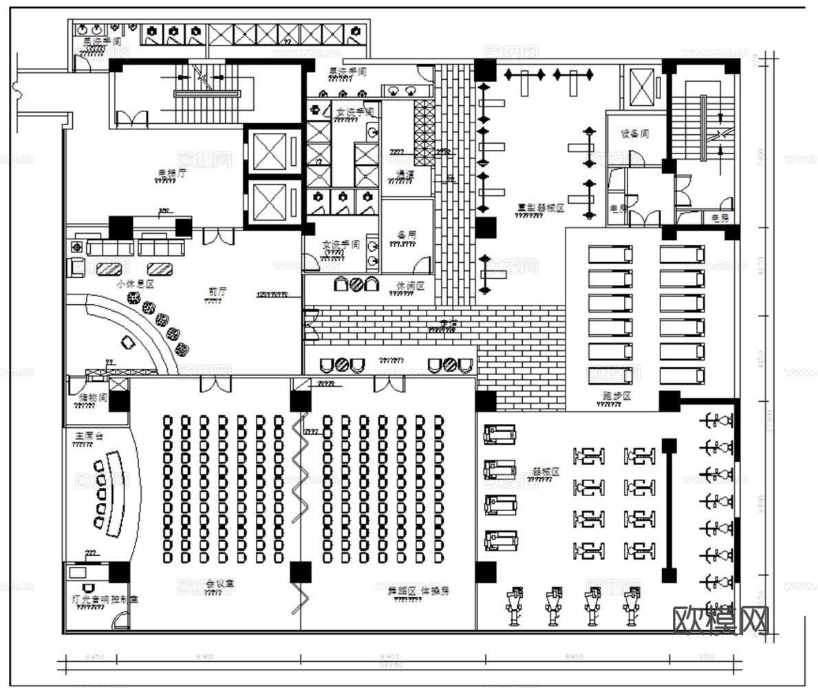 15套运动场馆健身房健身俱乐部CAD施工图效果图实景图cad施工图