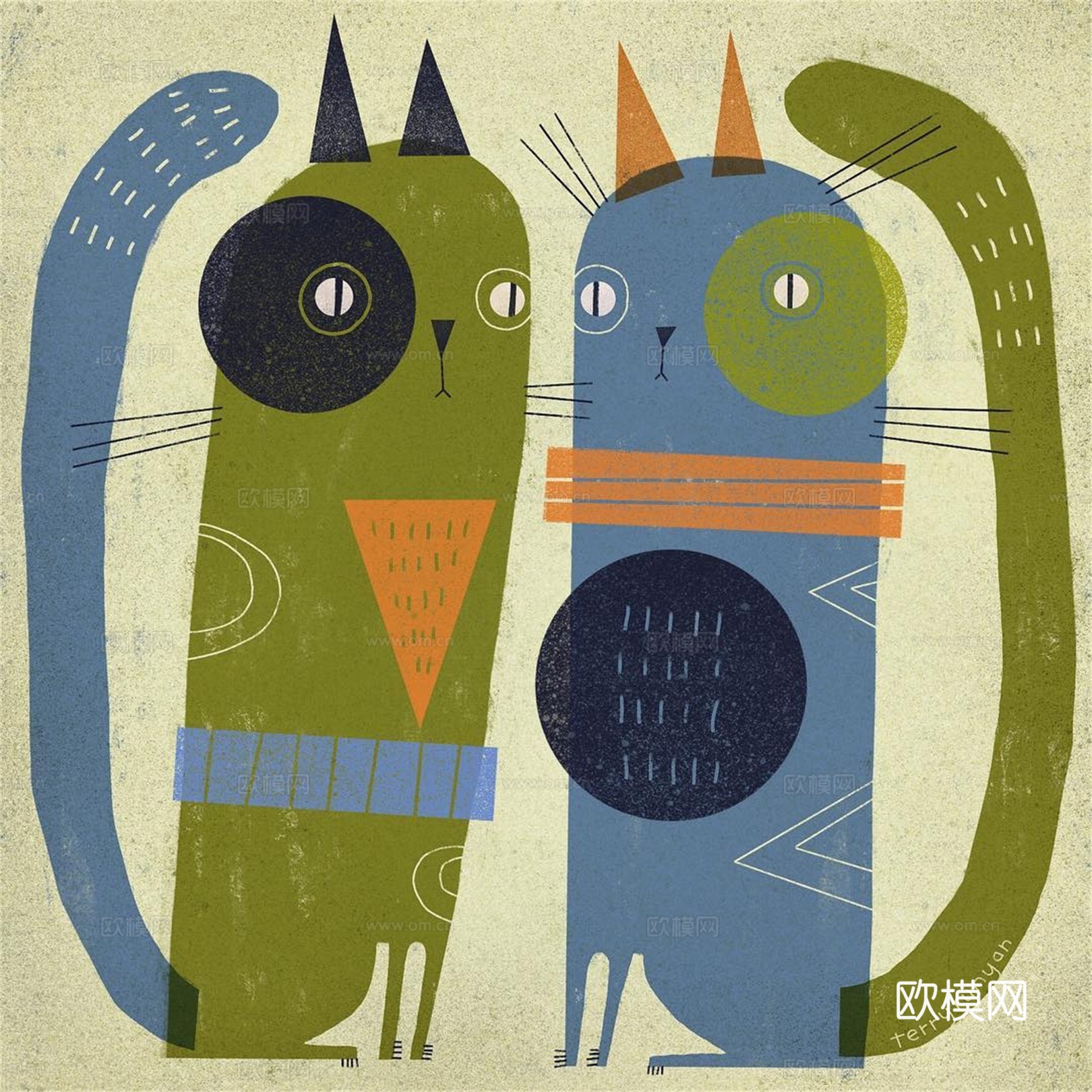 可爱动物手绘创意童趣插画猫咪动物插画治愈系插画可爱儿童插画下载