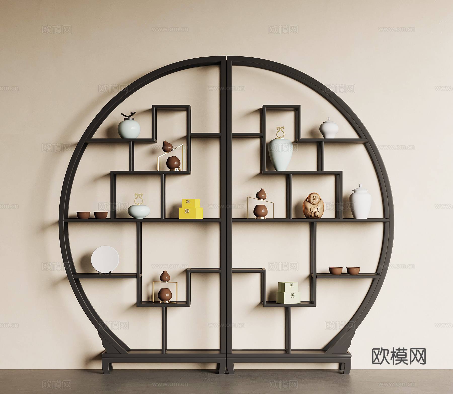 新中式博古架 复古博古架su模型