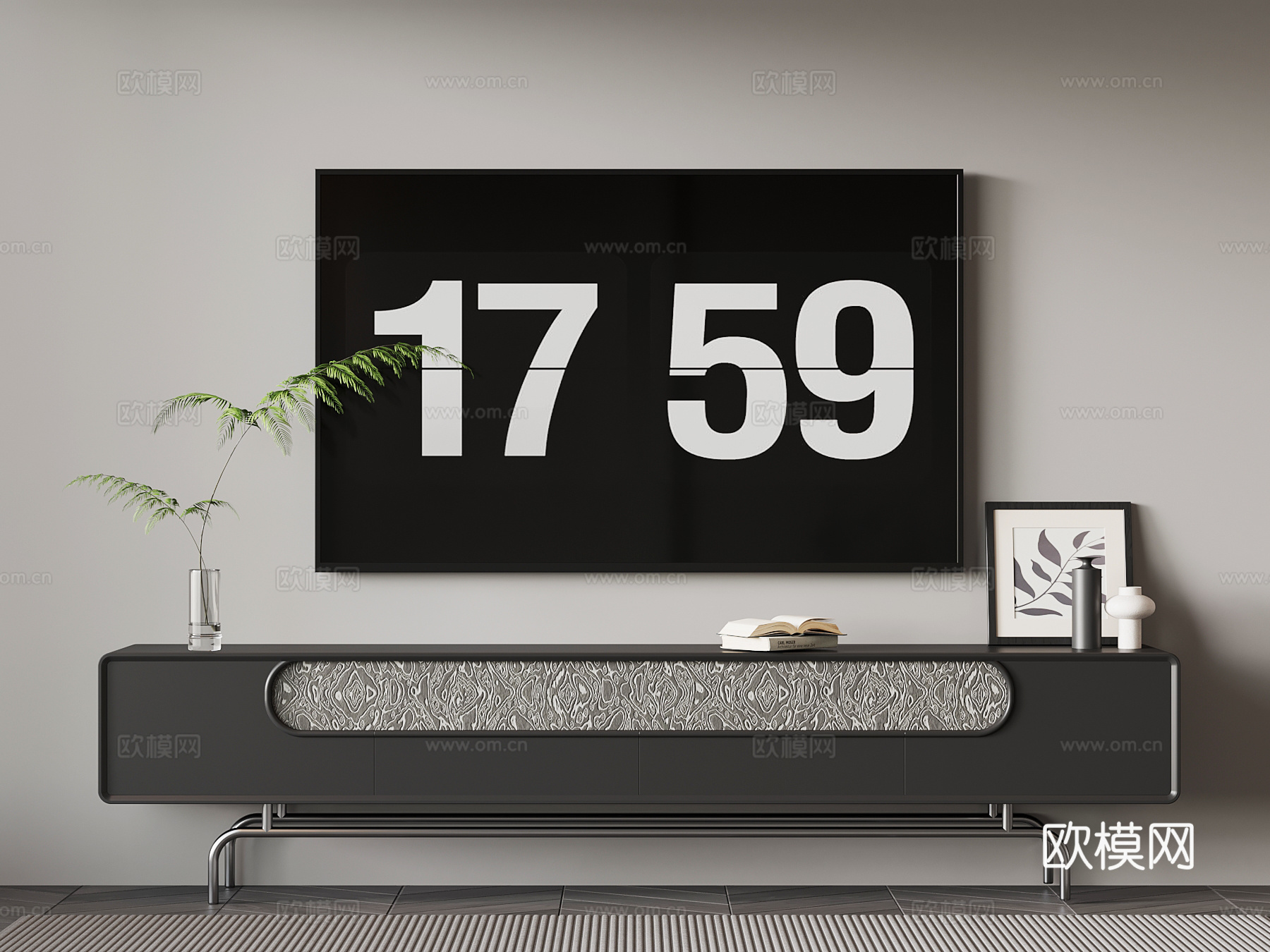 现代意式电视柜su模型