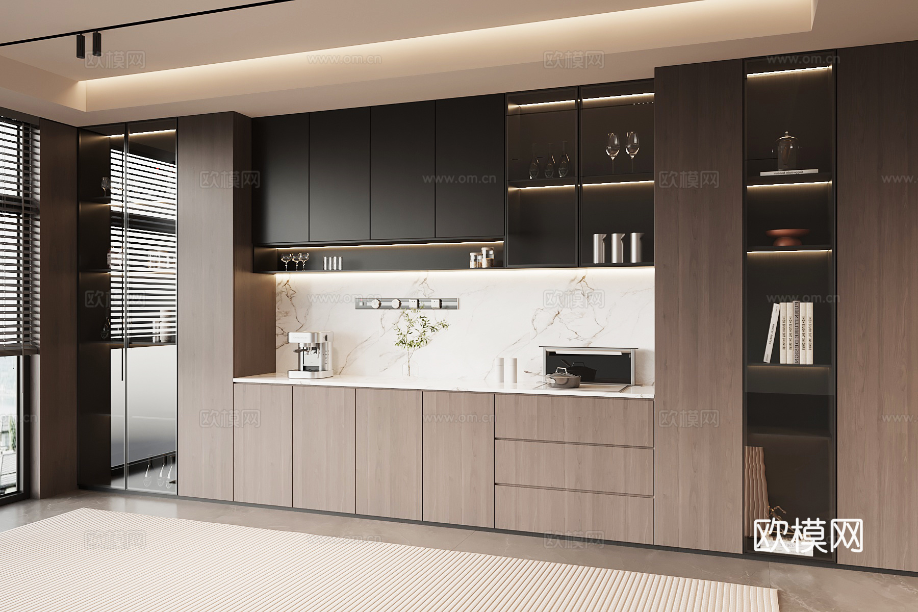 现代意式酒柜 餐边柜su模型
