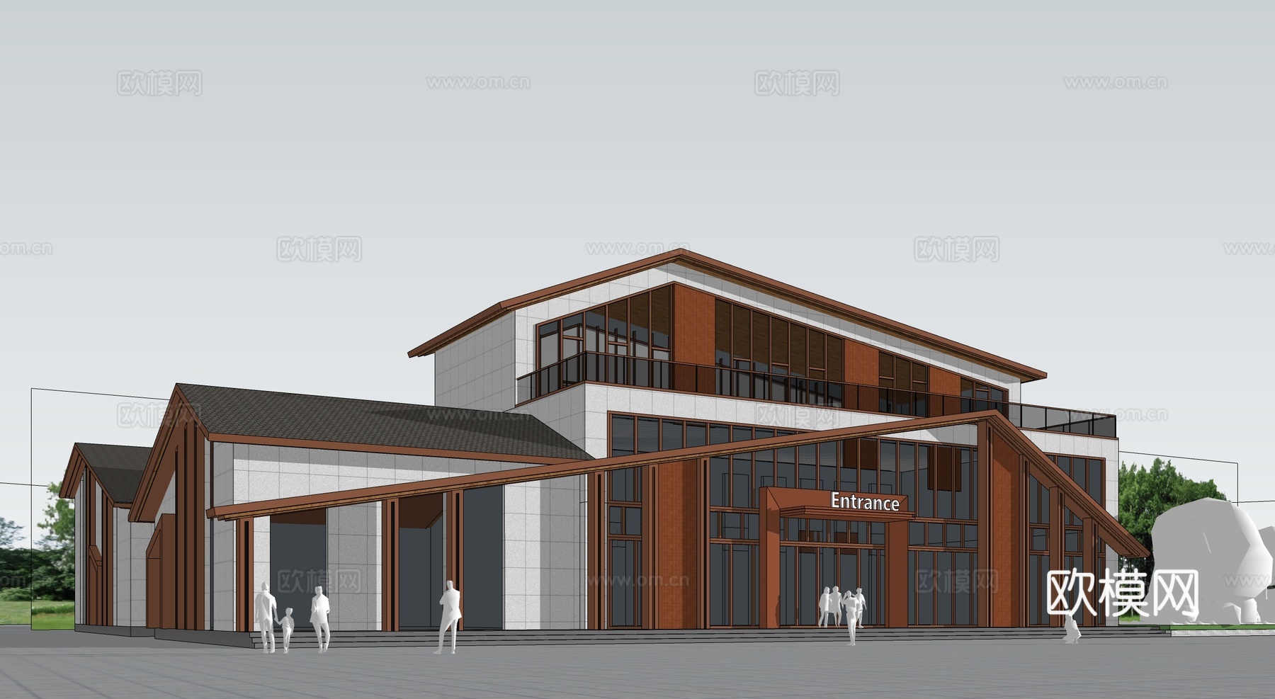 现代游客接待中心 游客服务中心建筑su模型