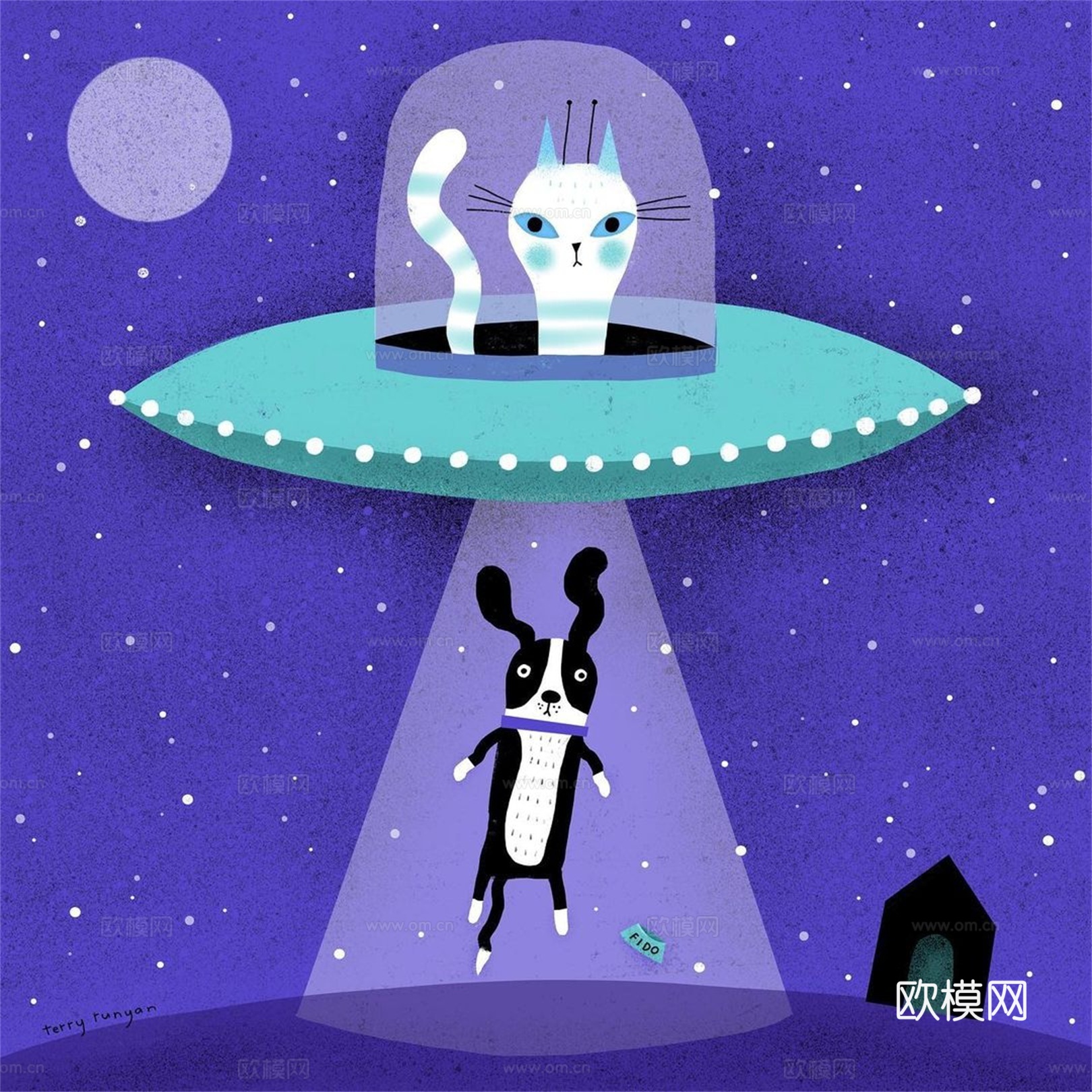 可爱动物手绘创意童趣插画猫咪动物插画治愈系插画可爱儿童插画下载