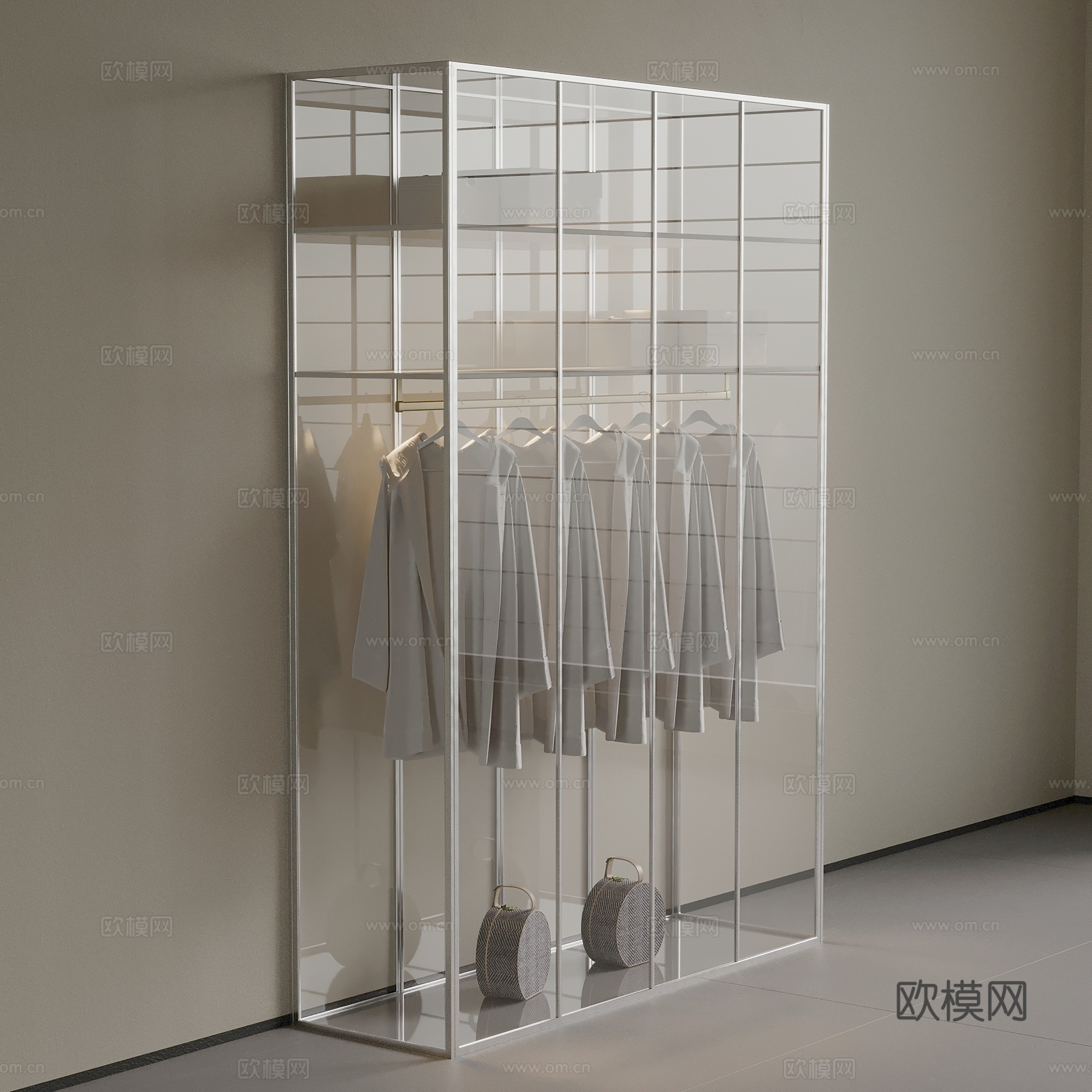 现代亚克力衣柜su模型